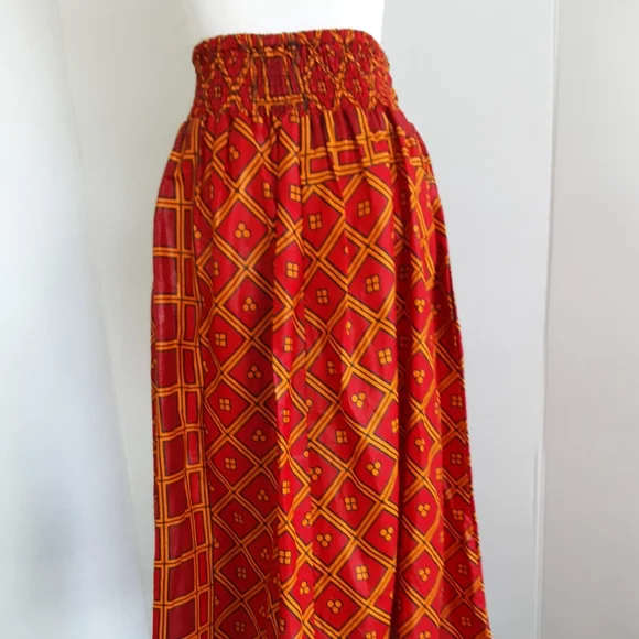 NWOT AFROCENTRIC GEOMETRIC PRINT HIGH WAIST FRONT TIE MIDI SKIRT SZ M - Picture 5 of 8